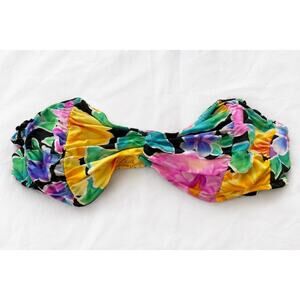 Vintage Victoria’s Secret Floral Ruched Bandeau Bikini Top Multicolor Size 10